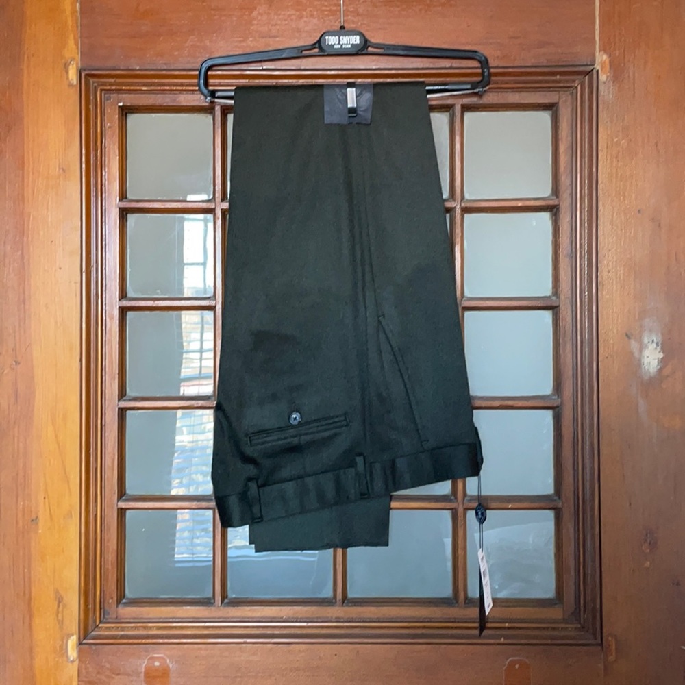 TODD SNYDER NWT CASHMERE SUIT TROUSER OLIVE